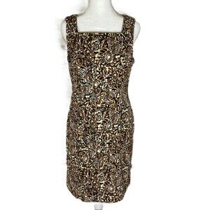 Connected Apparel Women’s 8P Dress Sleeveless Shift Midi Brown Career Casual